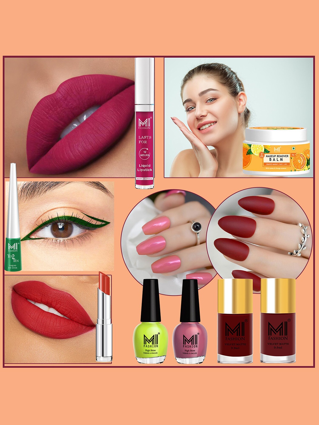 

MI FASHION 8 Pcs Bridal High Quality Makeup Gift Set - Combo B226, Pink