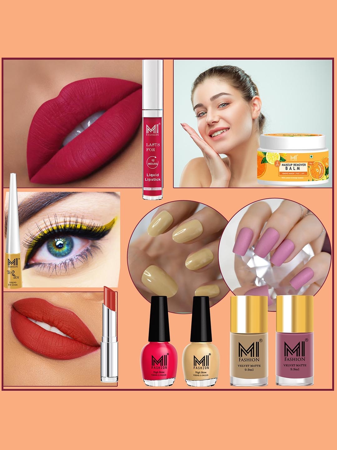 

MI FASHION 8 Pcs Makeup Gift Set - Combo B190, Red
