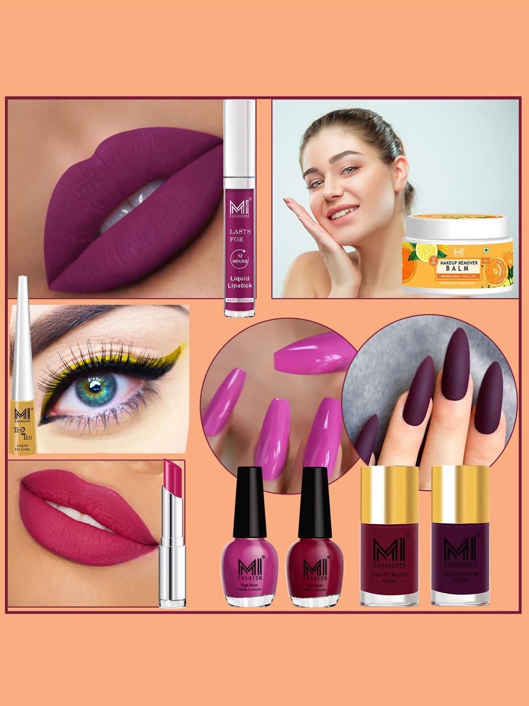 

MI FASHION 8 Pcs Makeup Gift Set - Combo B162, Purple