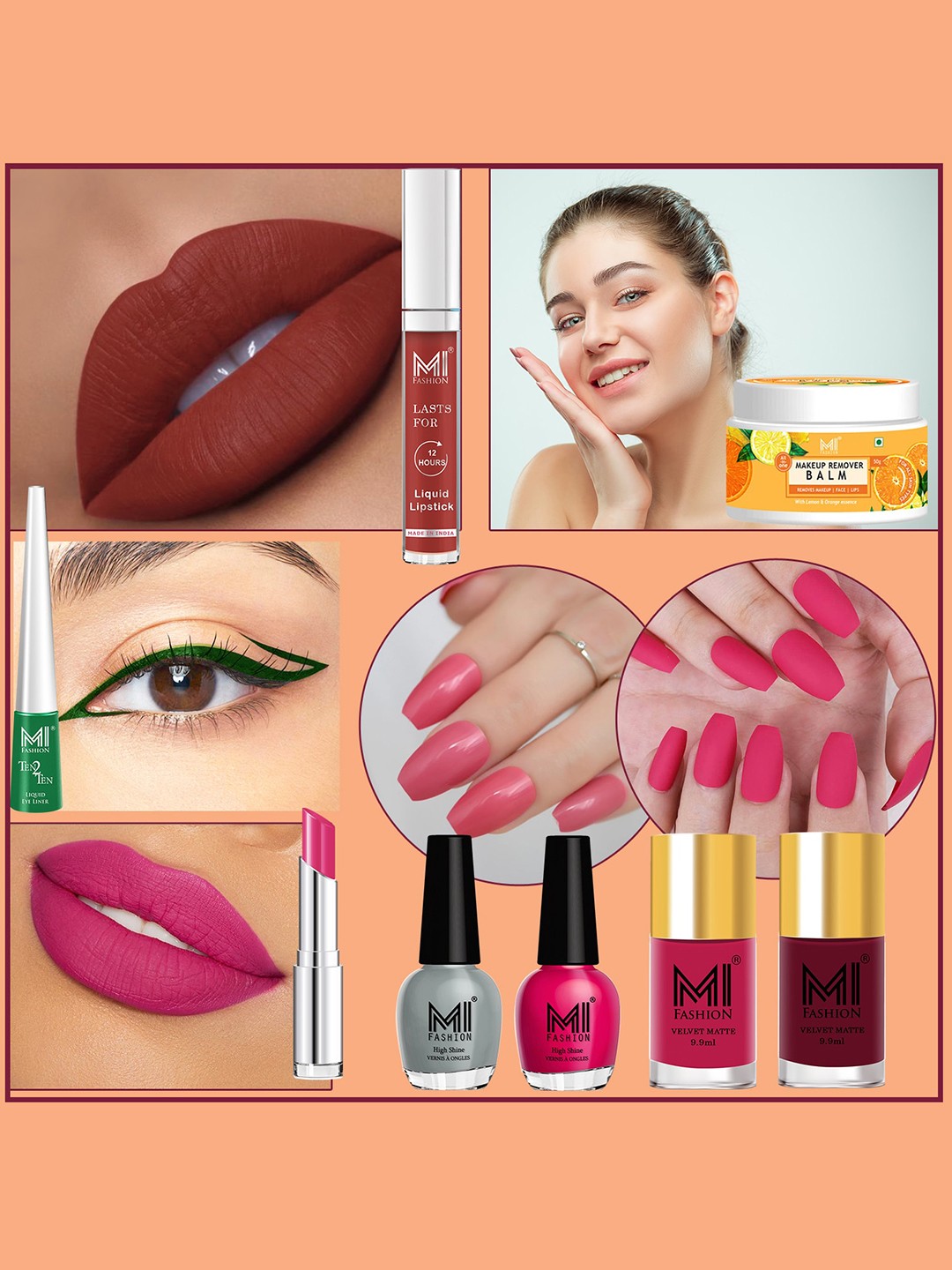 

MI FASHION 8 Pcs Premium Makeup Gift Set - Combo B211, Red