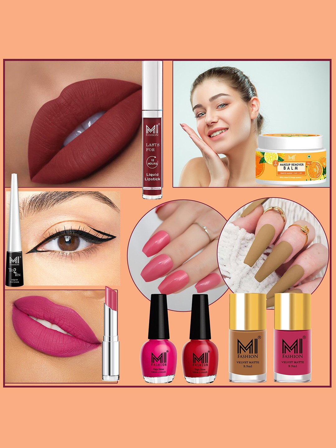 

MI FASHION 8 Pcs Premium Makeup Gift Set - Combo B186, Multi
