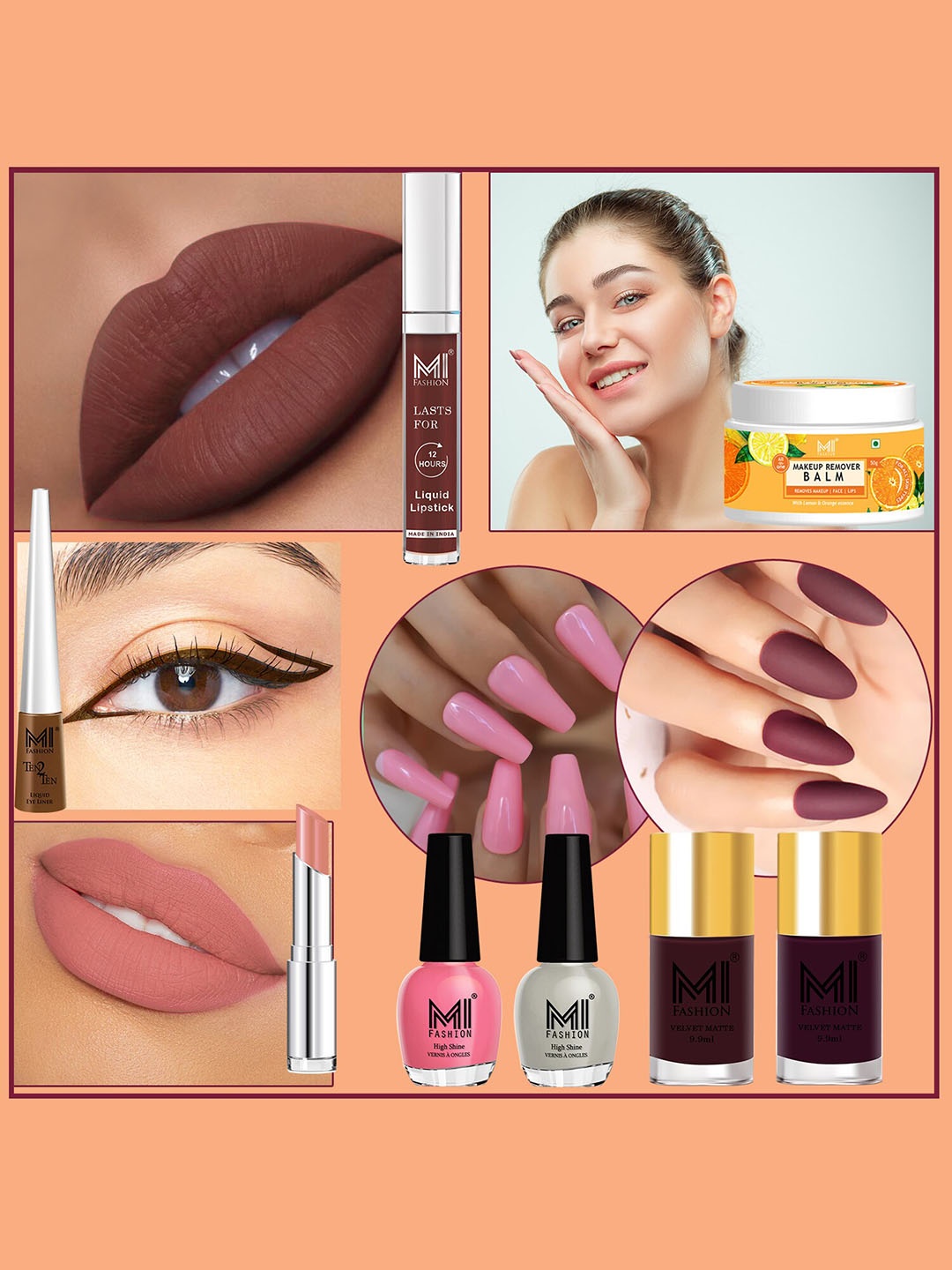 

MI FASHION 8 Pcs Makeup Gift Set - Combo B220, Brown