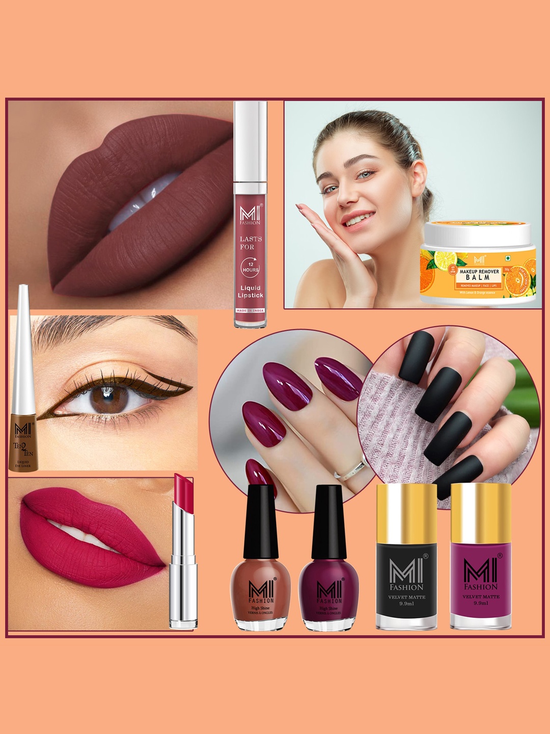 

MI FASHION 8 Pcs Makeup Gift Set - Combo B222, Brown