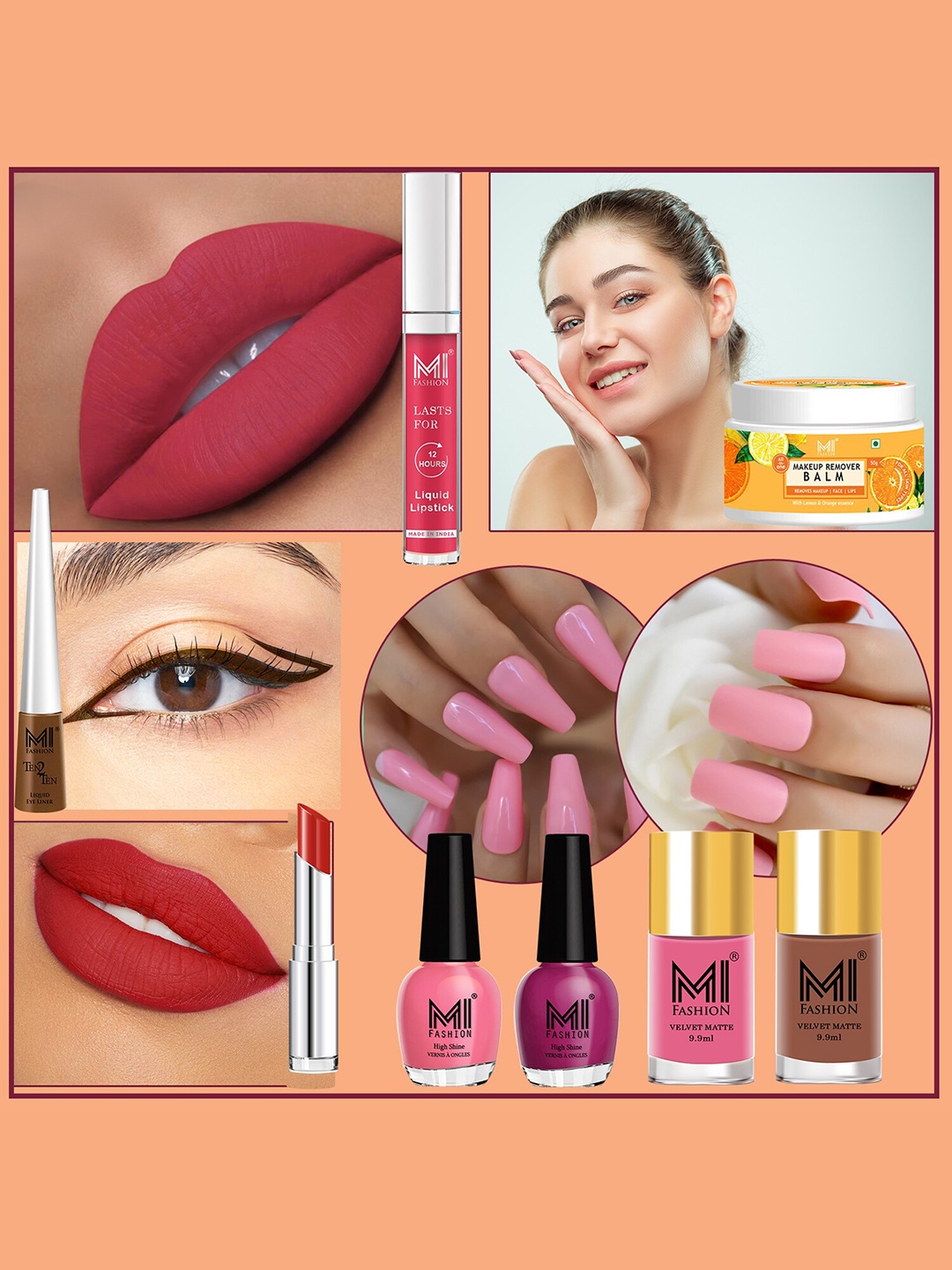 

MI FASHION 8 Pcs Makeup Gift Set - Combo B199, Rust