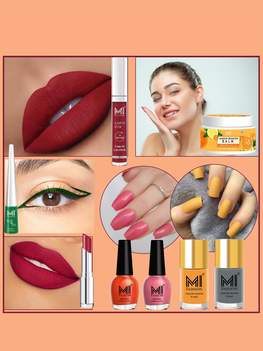 

MI FASHION 8 Pcs Makeup Gift Set - Combo B168, Red