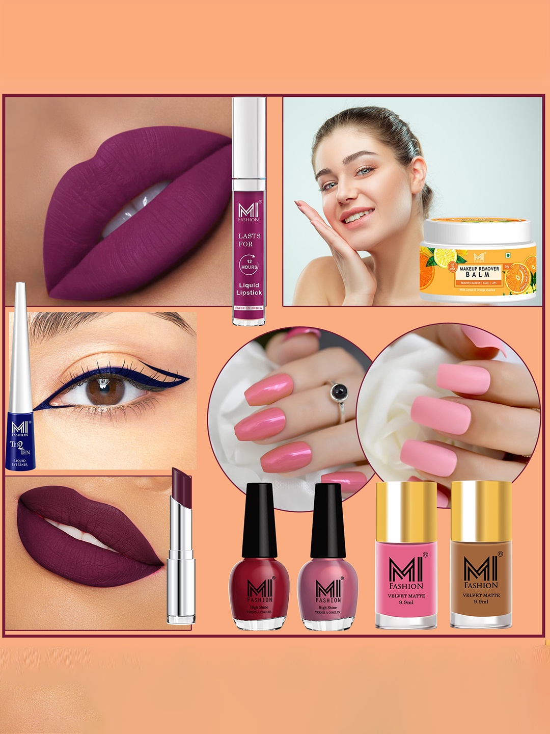 

MI FASHION 8 Pcs Makeup Gift Set - Combo B177, Maroon