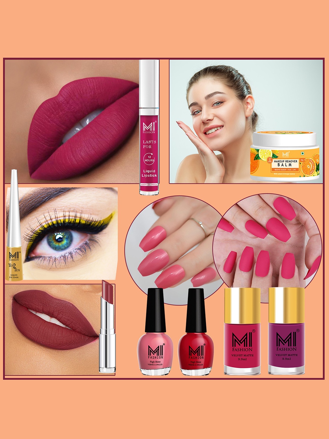 

MI FASHION 8 Pcs Makeup Gift Set - Combo B251, Brown