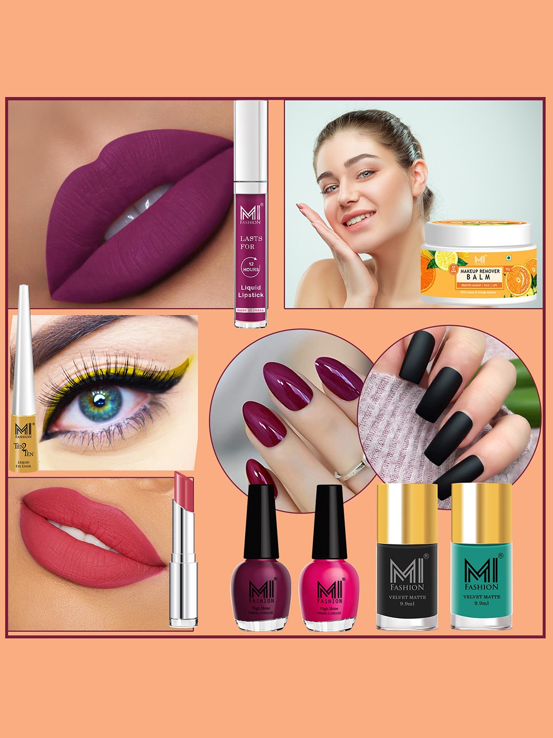 

MI FASHION 8 Pcs Makeup Gift Set - Combo B238, Pink