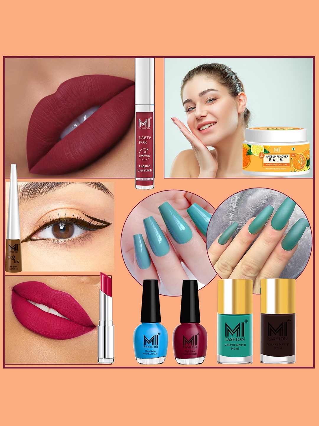 

MI FASHION 8 Pcs Makeup Gift Set - Combo B194, Red