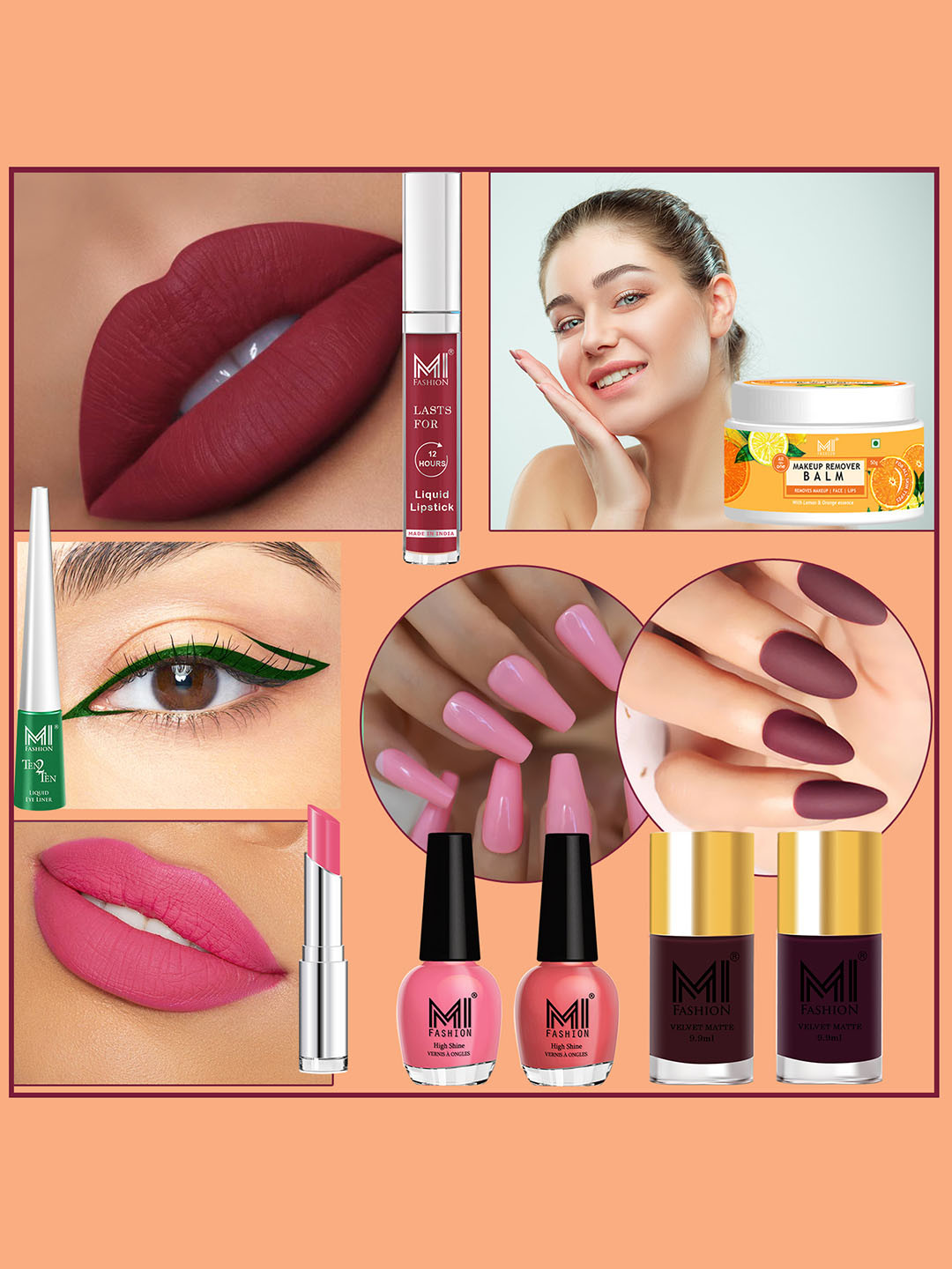 

MI FASHION 8 Pcs Makeup Gift Set - Combo B129, Pink