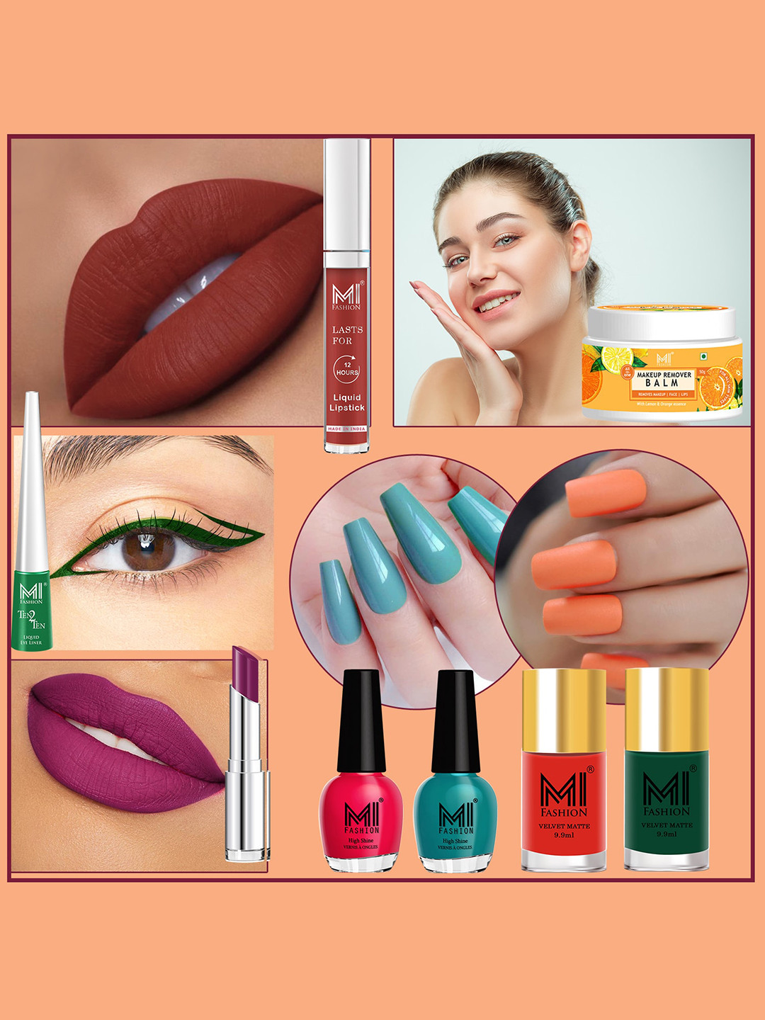 

MI FASHION 8 Pcs Makeup Gift Set - Combo B221, Brown