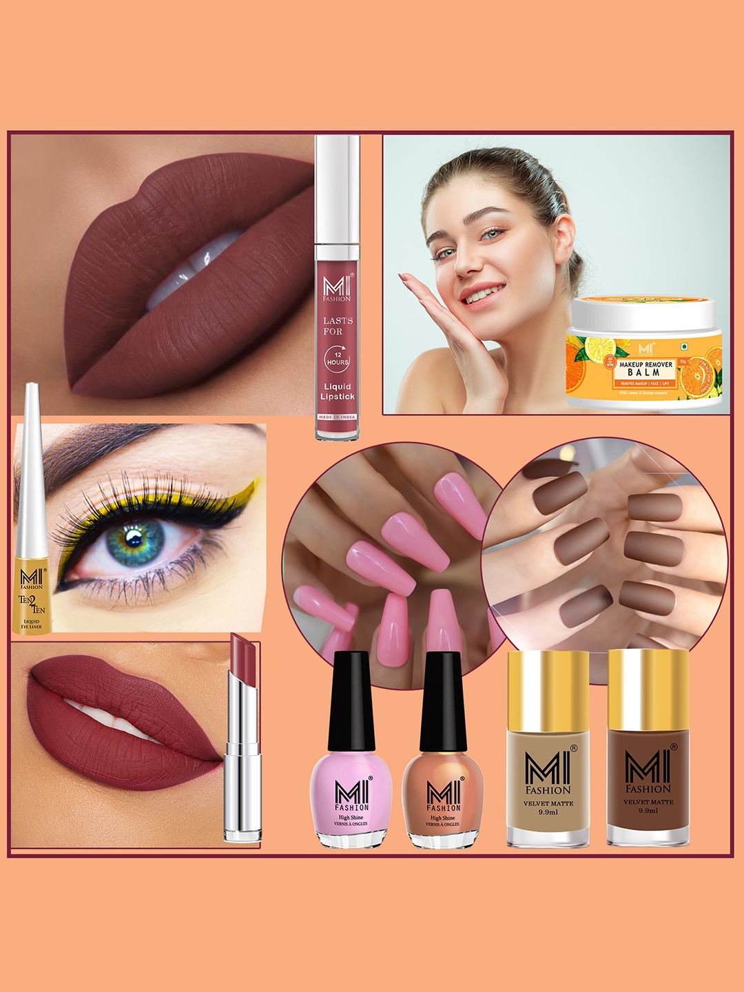 

MI FASHION 8 Pcs Makeup Gift Set - Combo B215, Brown