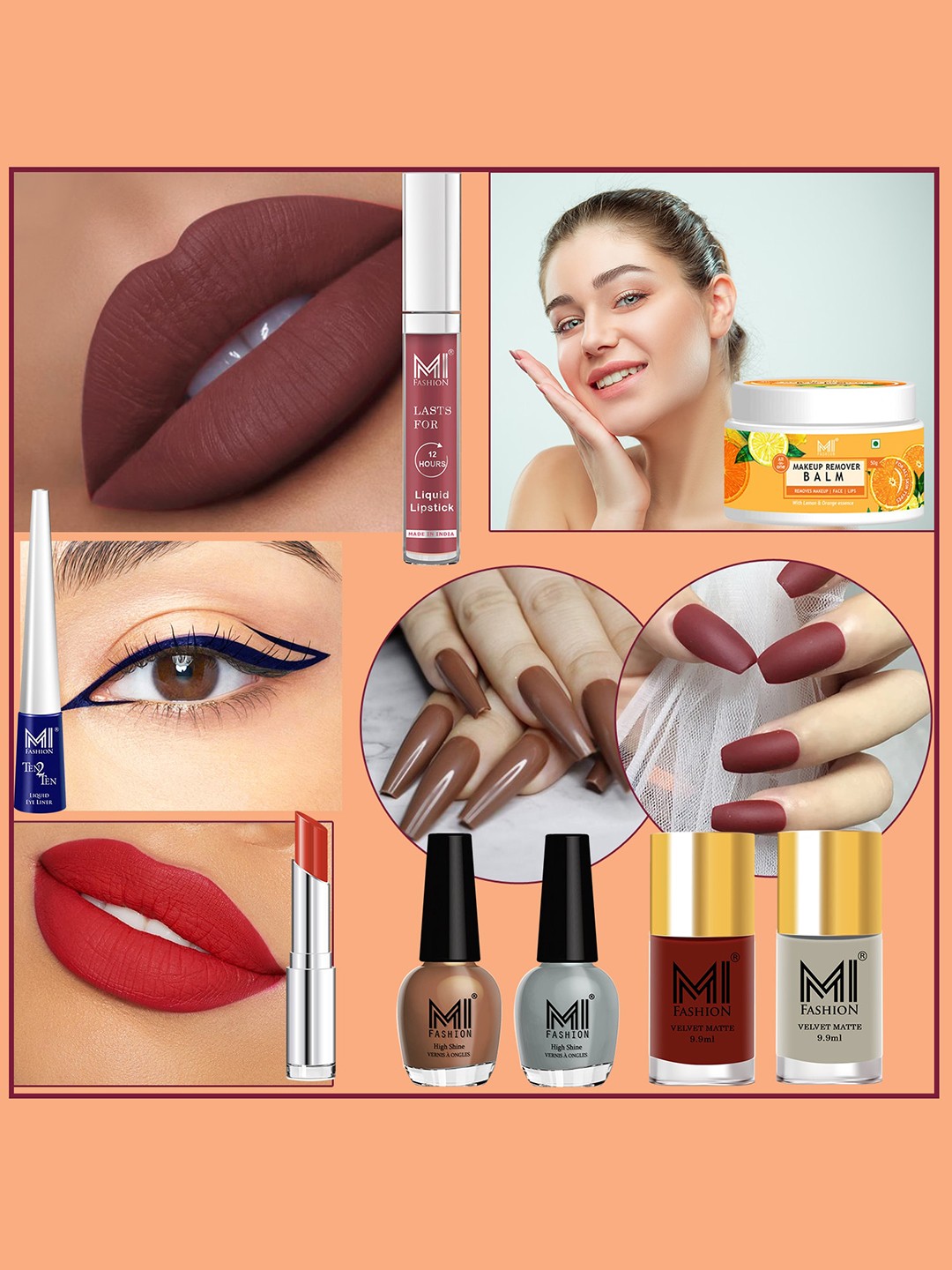 

MI FASHION 8 Pcs Makeup Gift Set - Combo B206, Brown