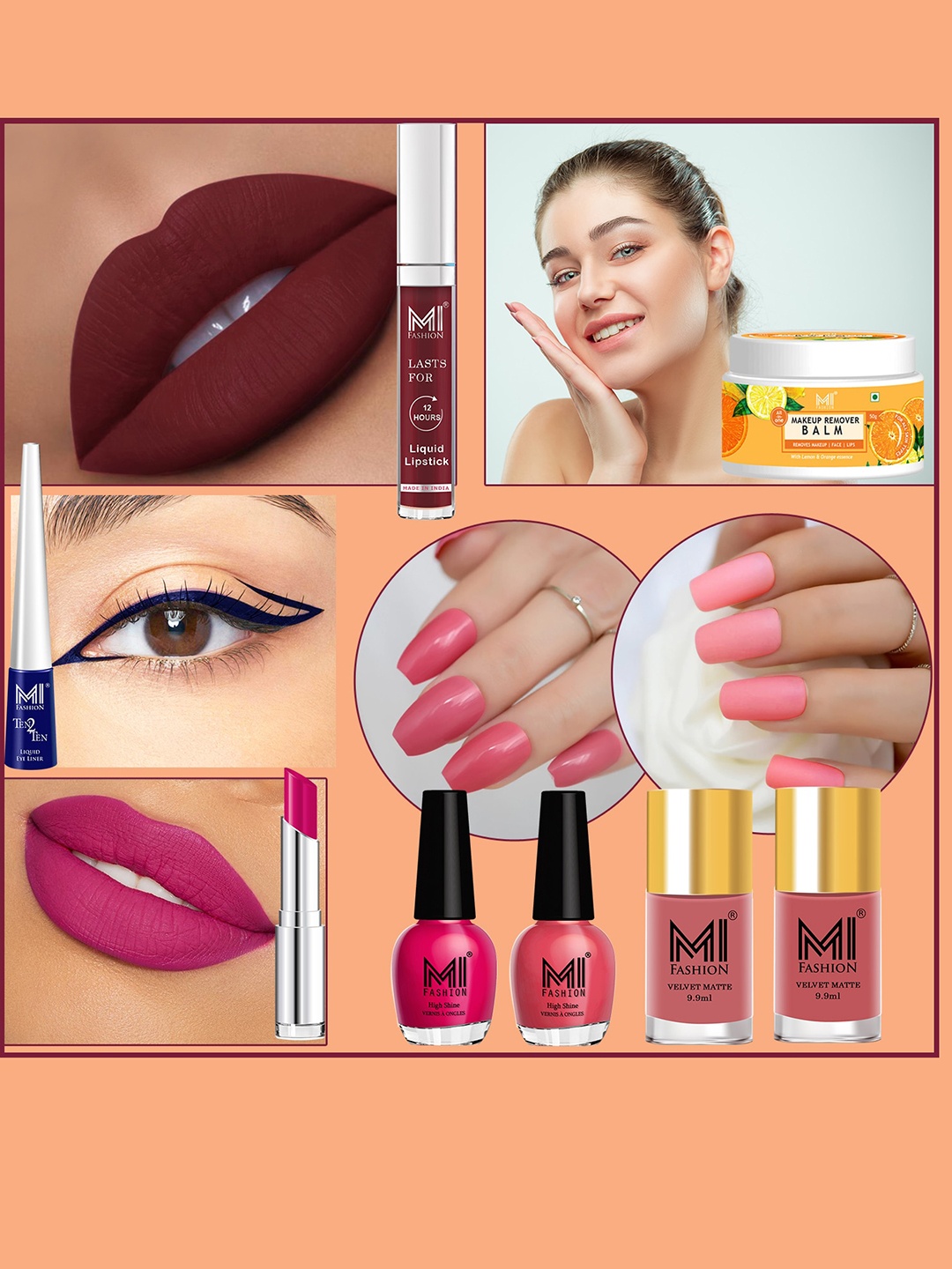 

MI FASHION 8 Pcs Makeup Gift Set - Combo B166, Pink