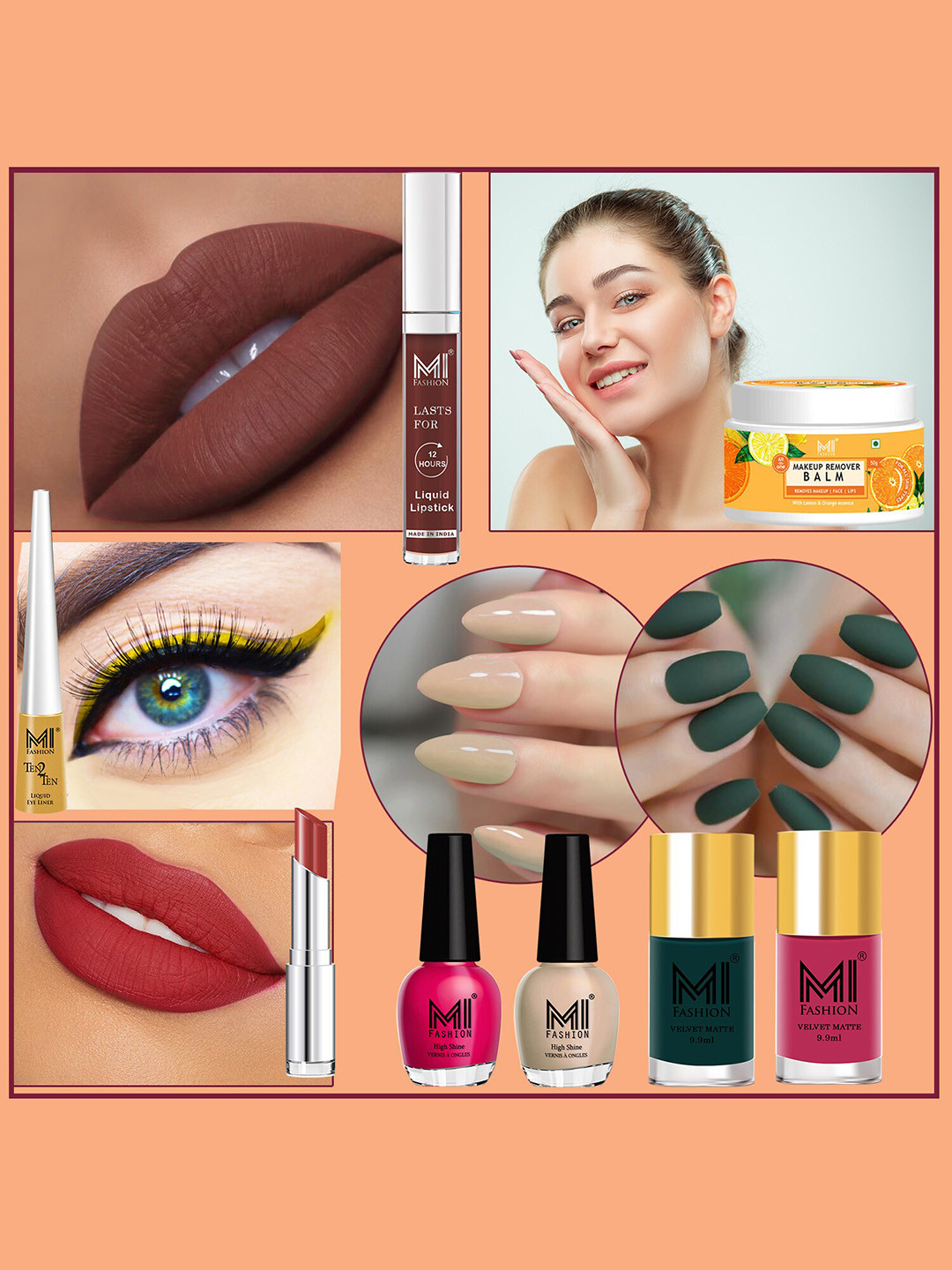 

MI FASHION 8 Pcs Makeup Gift Set - Combo B180, Brown