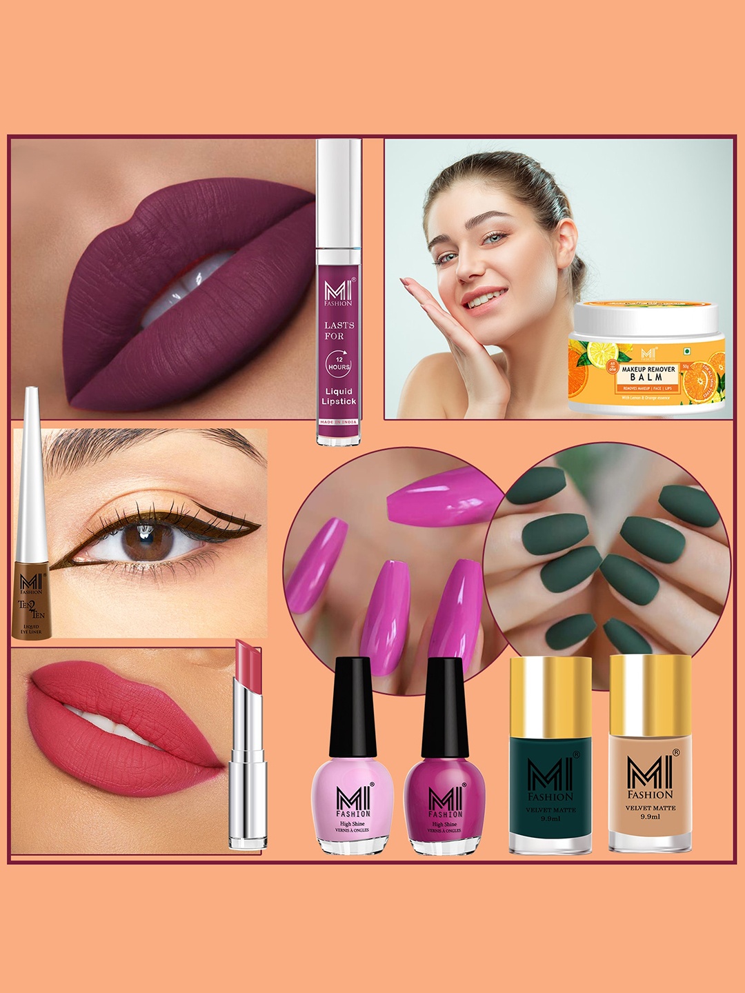 

MI FASHION Set Of 8 Makeup Gift Set, Brown