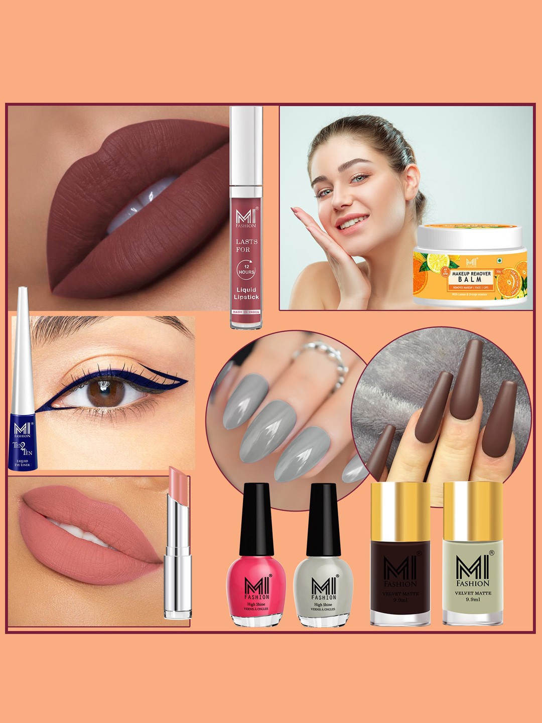 

MI FASHION 8 Pcs Makeup Gift Set - Combo B244, Brown