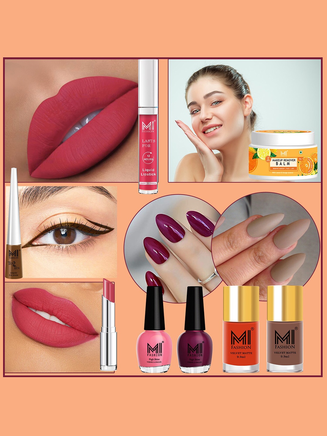 

MI FASHION 8 Pcs Makeup Gift Set - Combo B157, Pink
