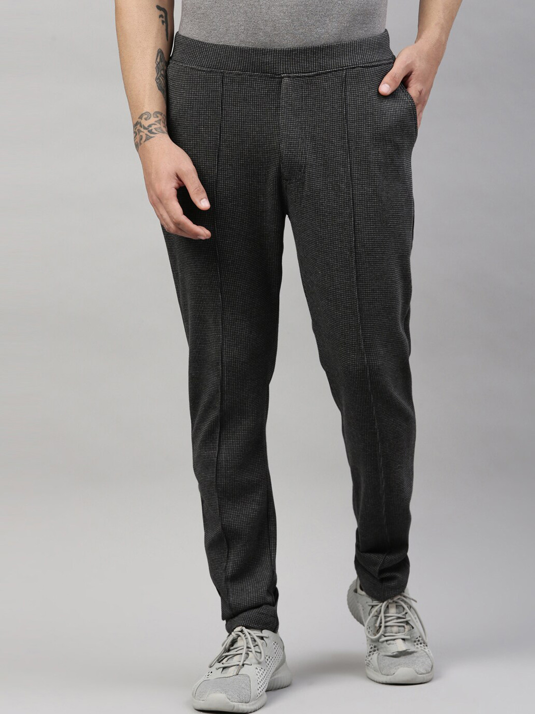 

Proline Men Self-Design Mid-Rise Cotton Sports Track Pants, Grey