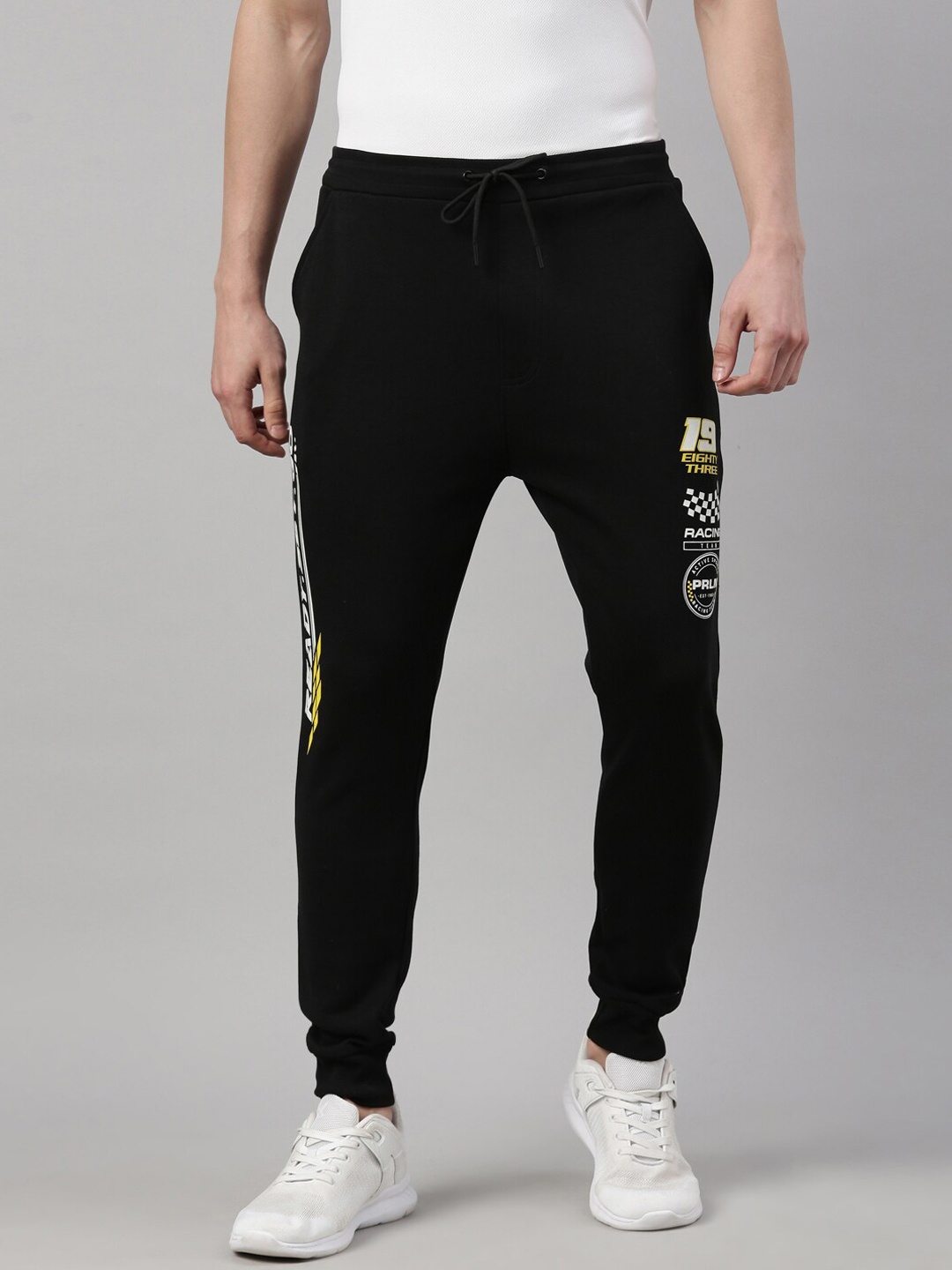 

Proline Men Printed Cotton Sports Joggers, Black