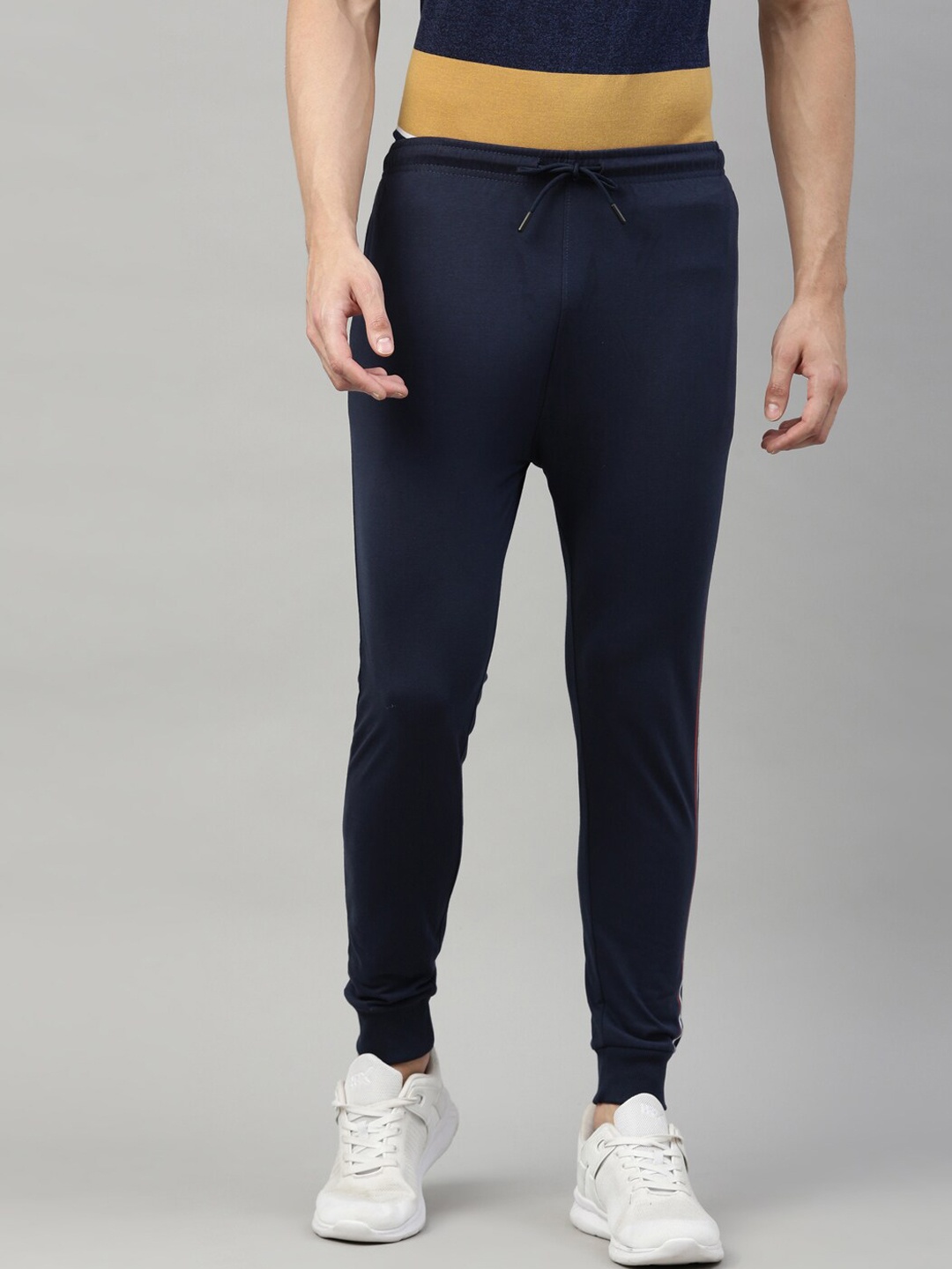

Proline Men Mid-Rise Cotton Joggers, Blue