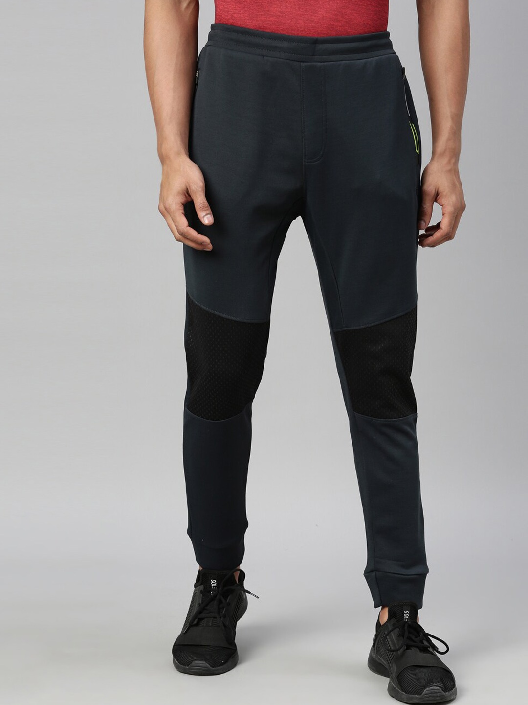 

Proline Men Colour-Blocked Mid-Rise Cotton Joggers, Grey