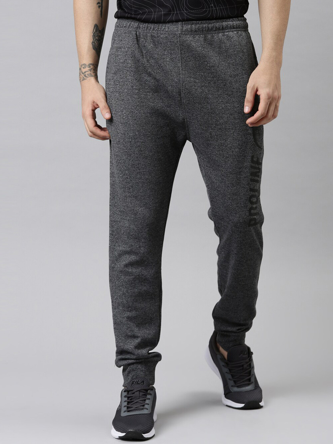

Proline Men Mid-Rise Cotton Mid-Rise Joggers, Black