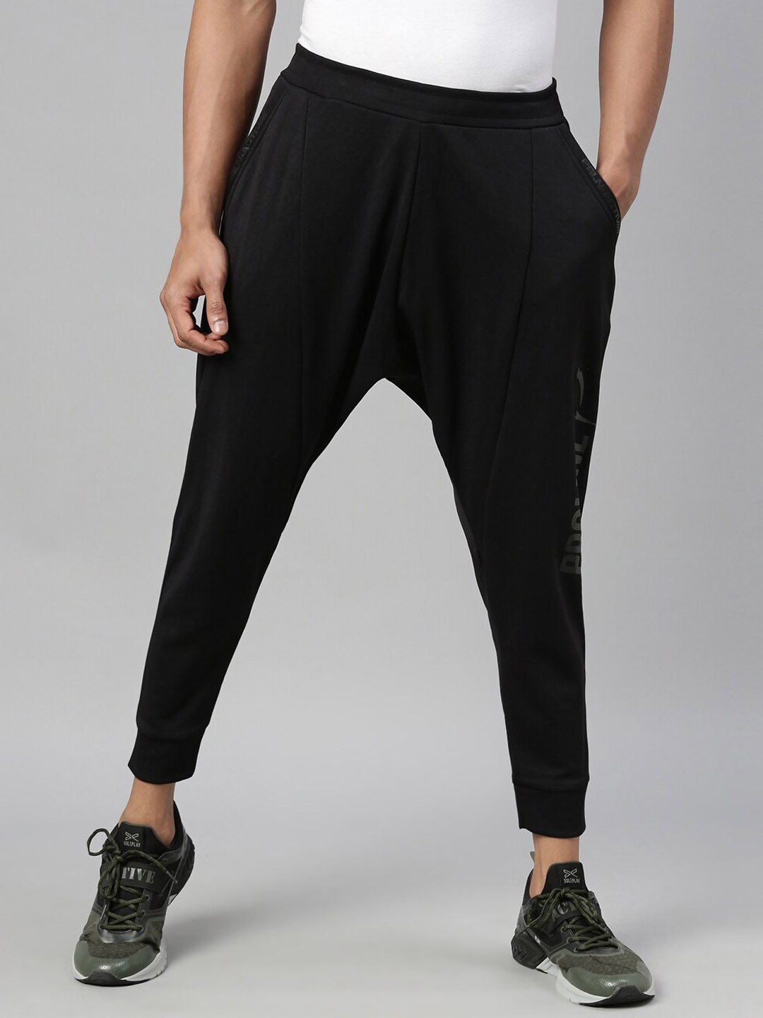 

Proline Men Cotton Mid-Rise Joggers, Black