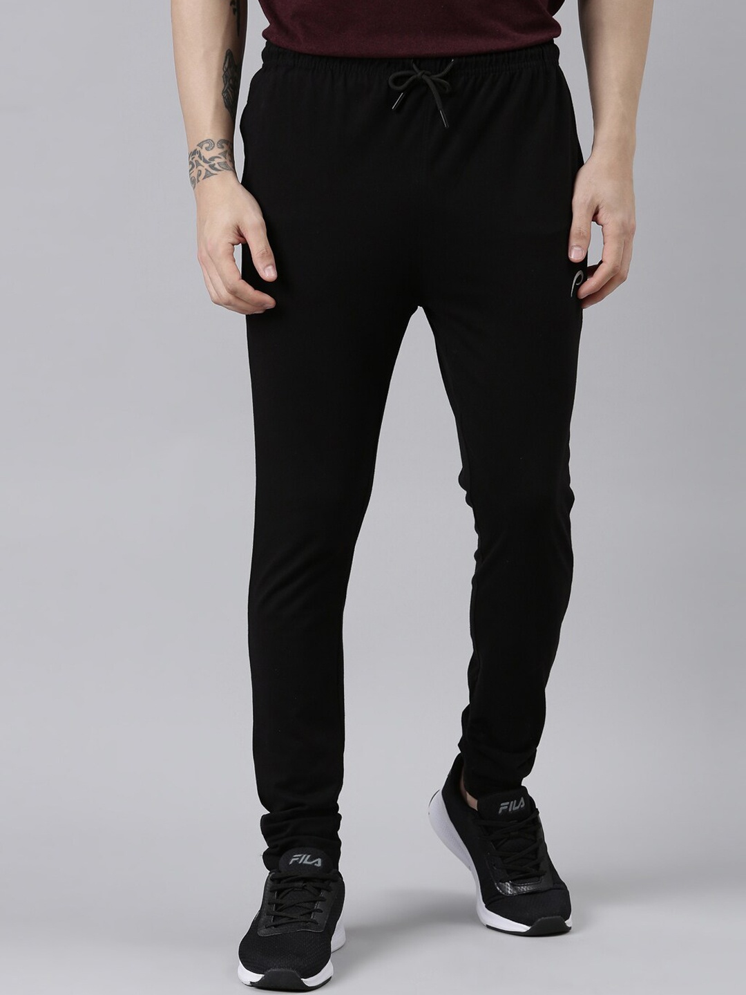 

Proline Men Cotton Mid-Rise Track Pants, Black