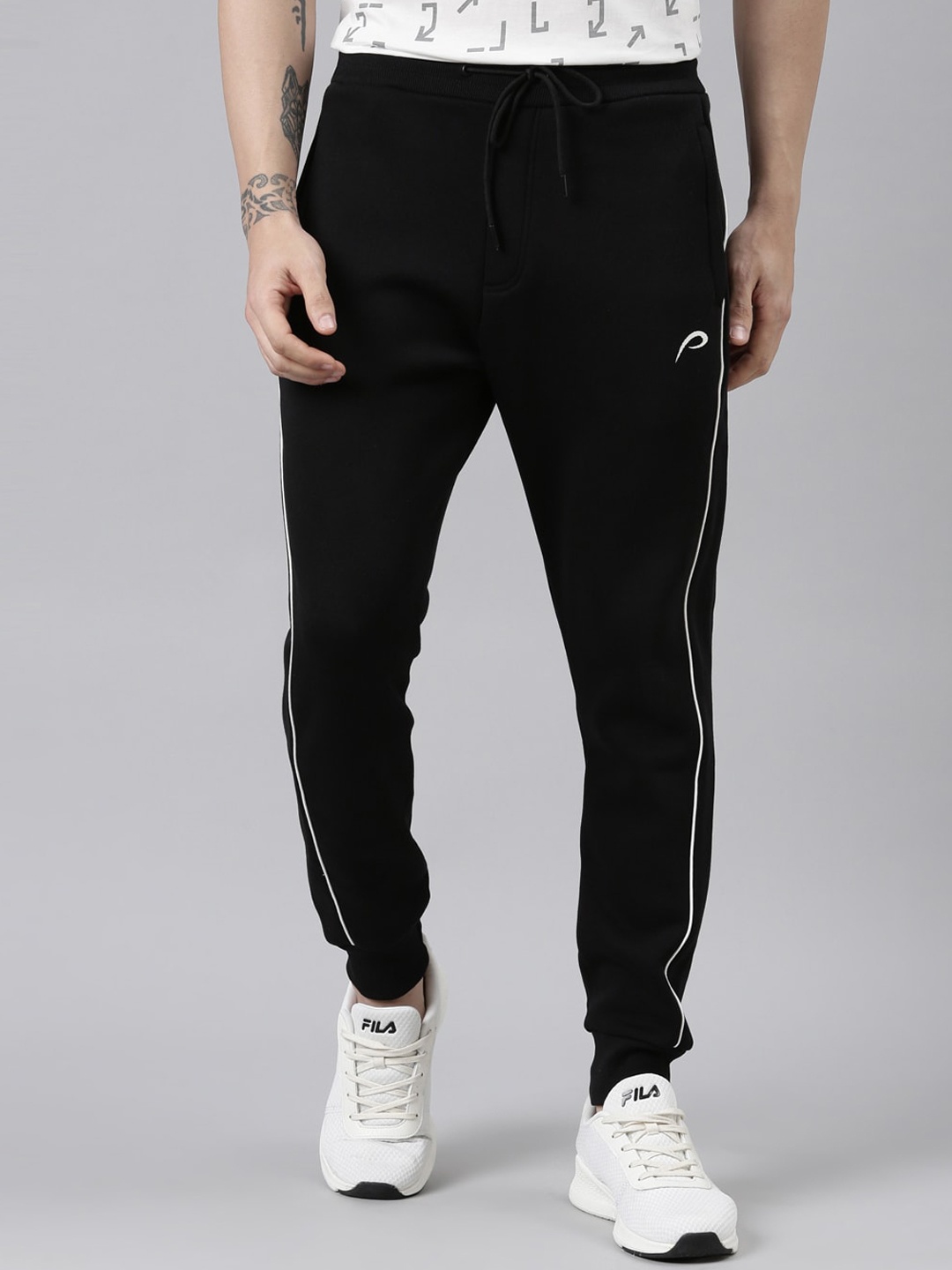 

Proline Men Side Panel Detail Cotton Joggers, Black