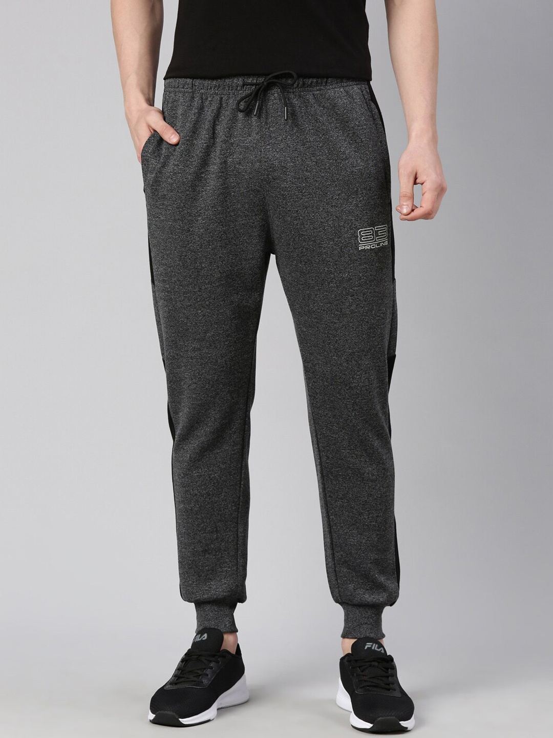 

Proline Men Side Panel Detail Cotton Joggers, Black