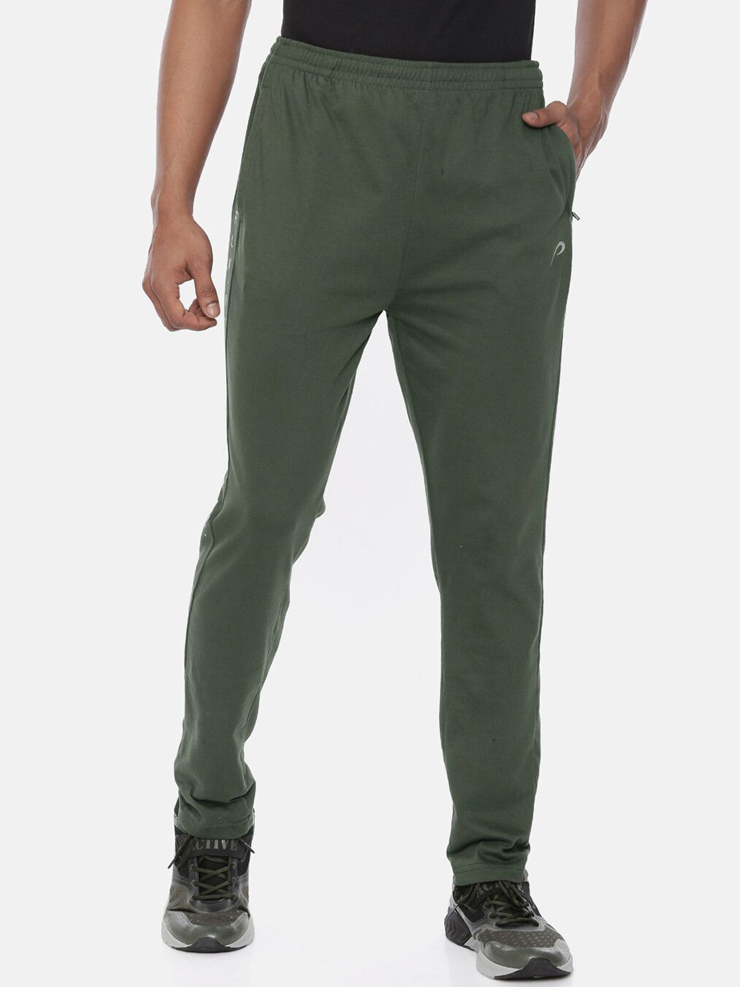 

Proline Men Pure Cotton Mid-Rise Track Pants, Olive