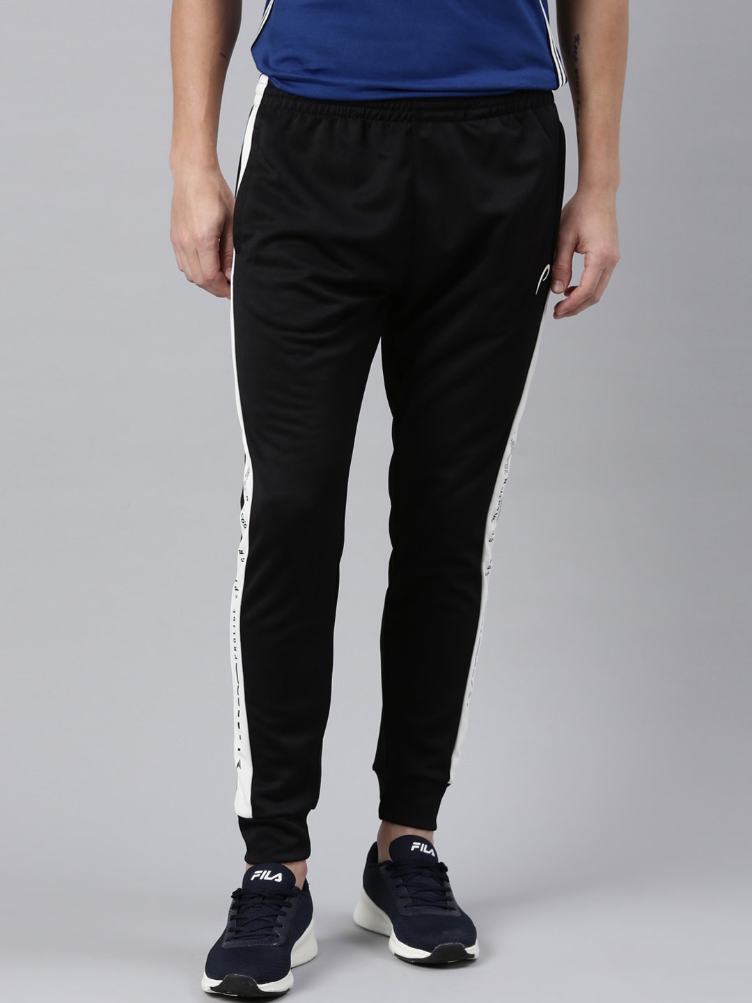 

Proline Men Side Stripe Detailed Mid-Rise Joggers, Black