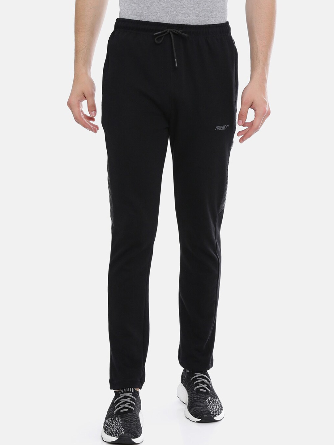 

Proline Men Pure Cotton Mid-Rise Track Pants, Black