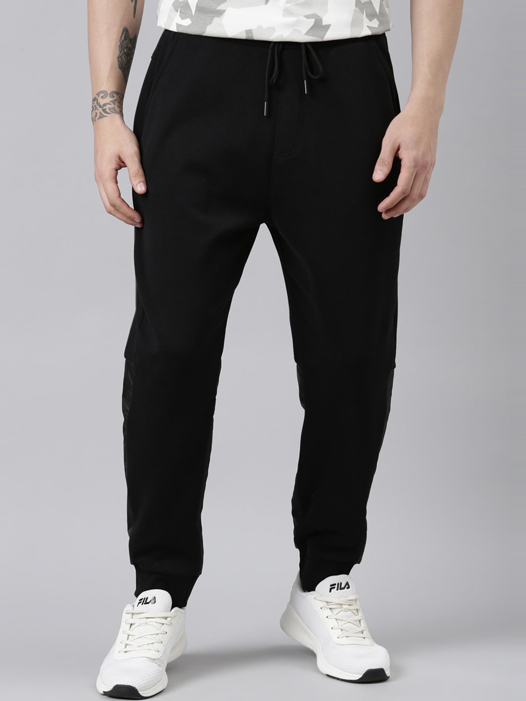 

Proline Men Cotton Mid-Rise Joggers, Black