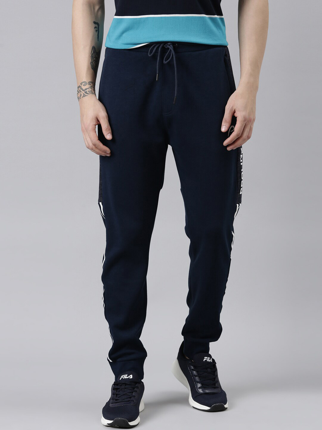 

Proline Men Mid-Rise Cotton Joggers, Navy blue