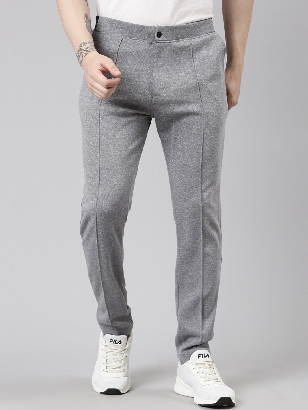 

Proline Men Cotton Mid-Rise Track Pants, Grey