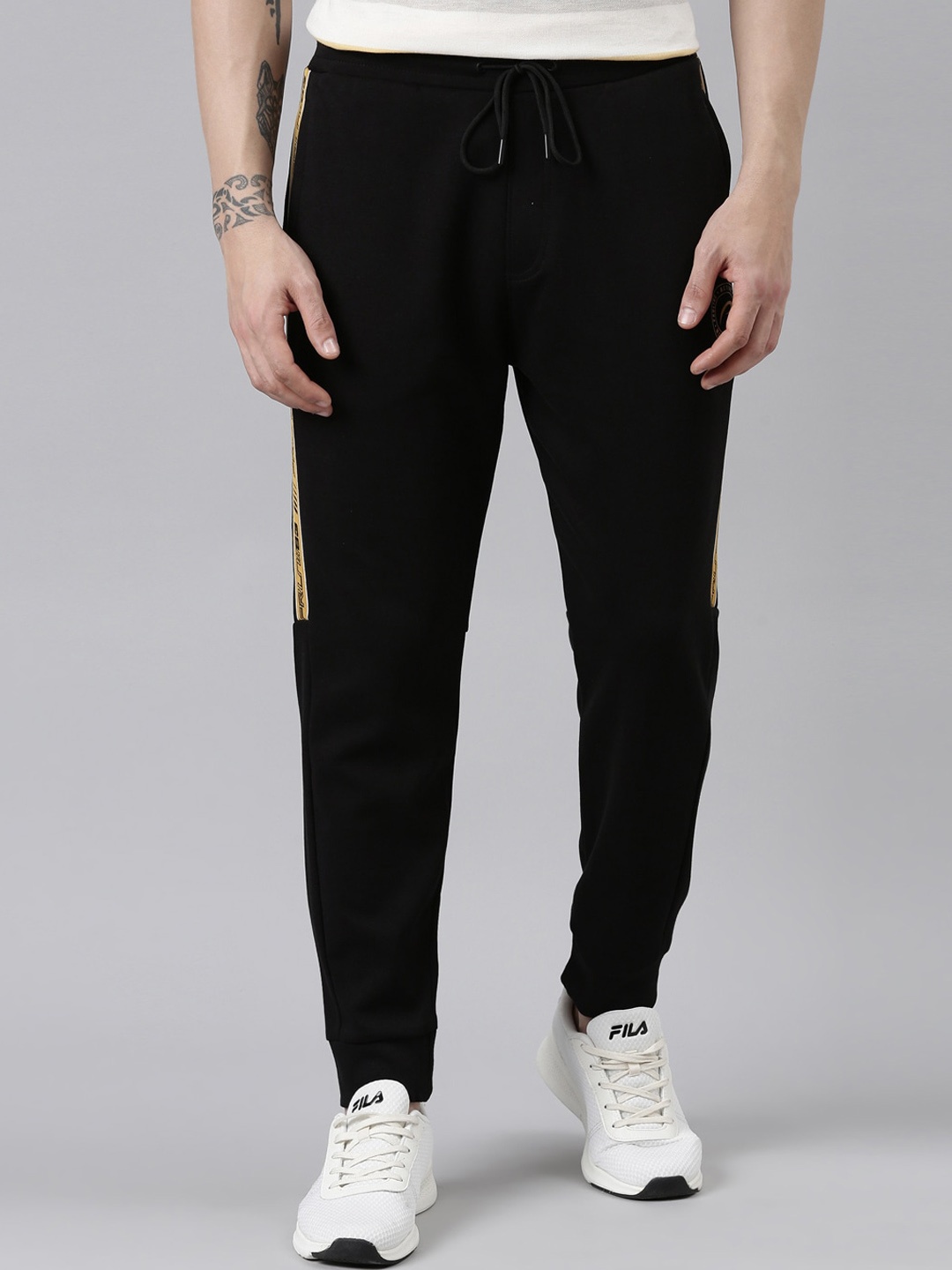 

Proline Men Pure Cotton Mid-Rise Joggers, Black