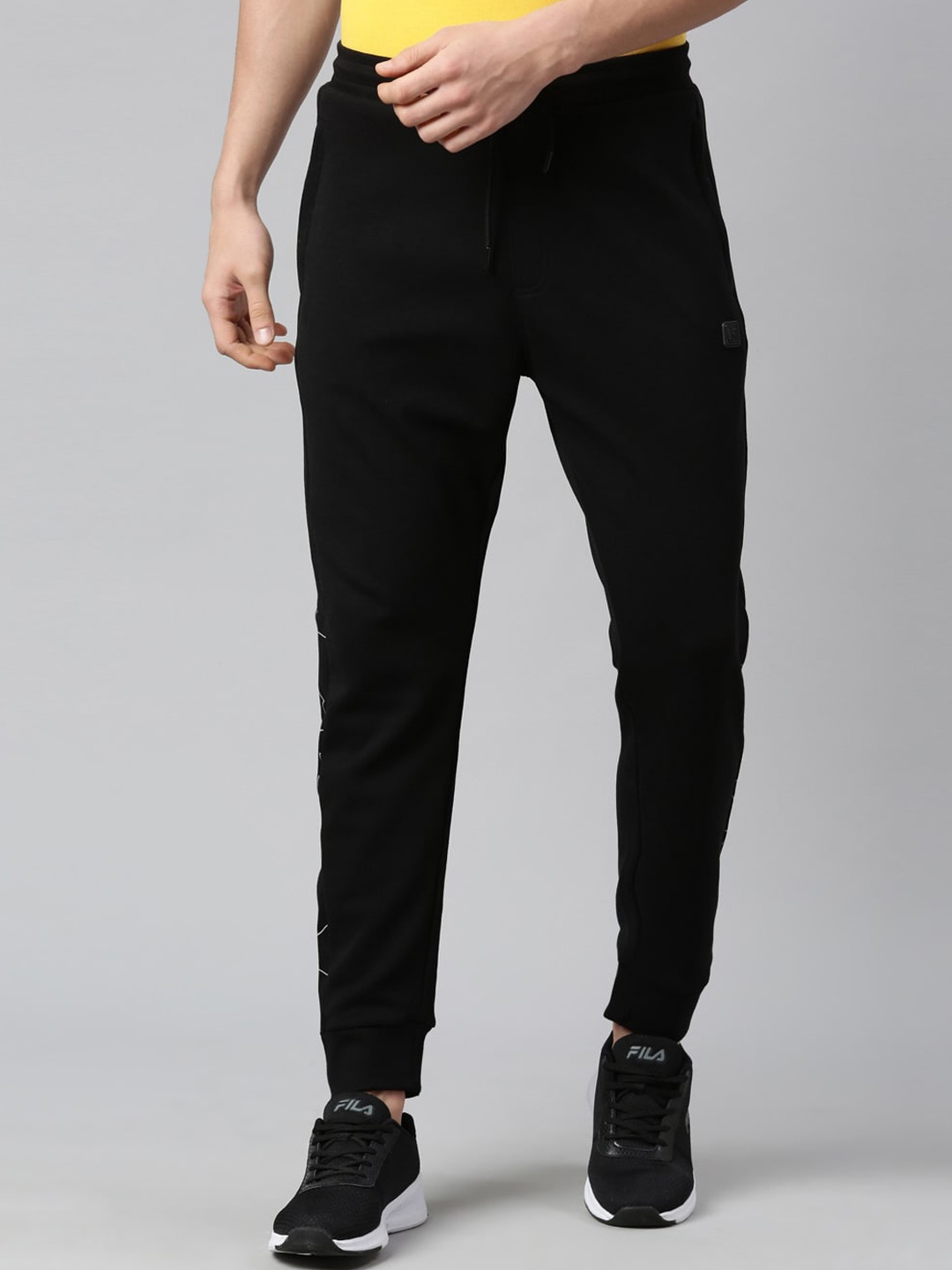 

Proline Men Pure Cotton Mid-Rise Joggers, Black