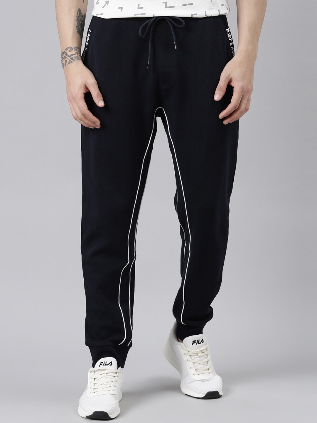 

Proline Men Cotton Mid-Rise Joggers, Navy blue