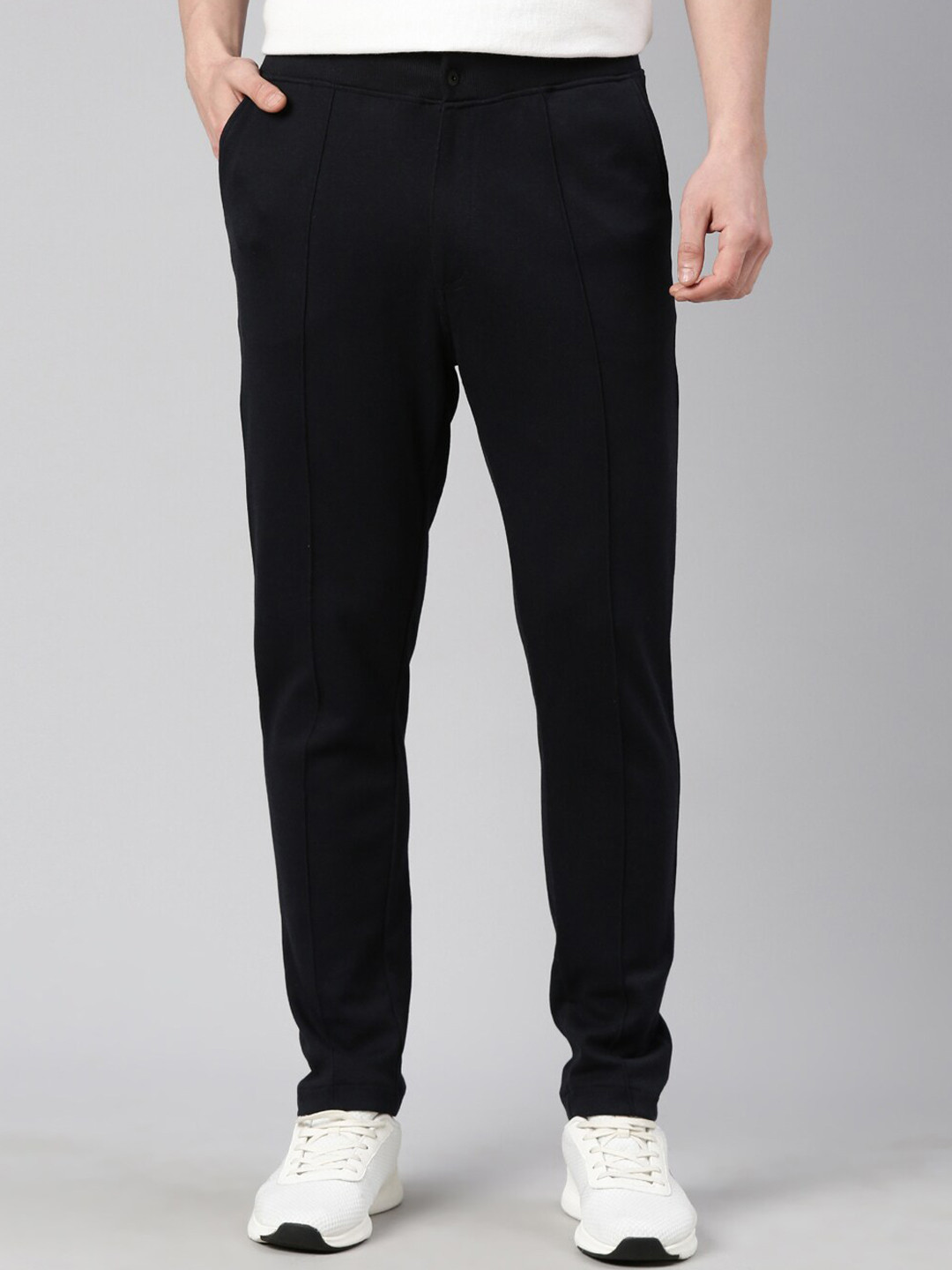 

Proline Men Pure Cotton Mid-Rise Track Pants, Navy blue