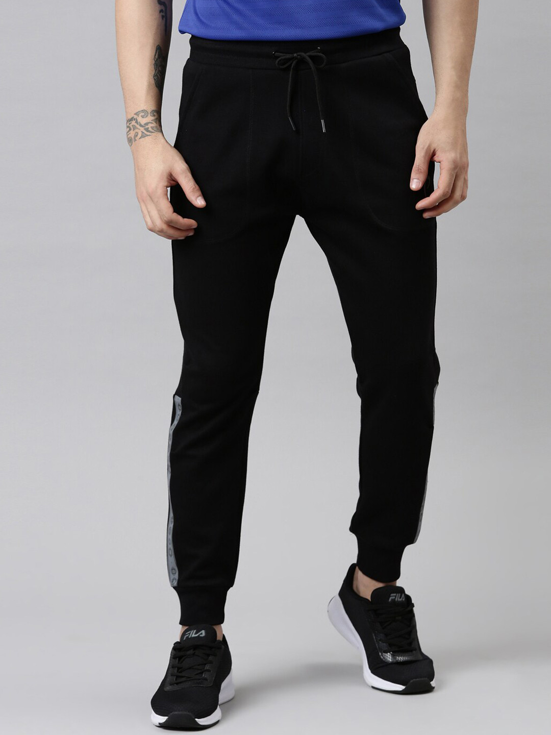 

Proline Men Cotton Mid-Rise Joggers, Black
