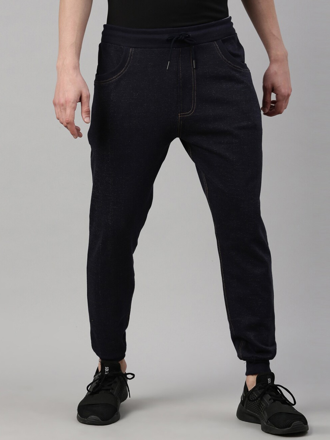 

Proline Men Cotton Mid-Rise Joggers, Navy blue