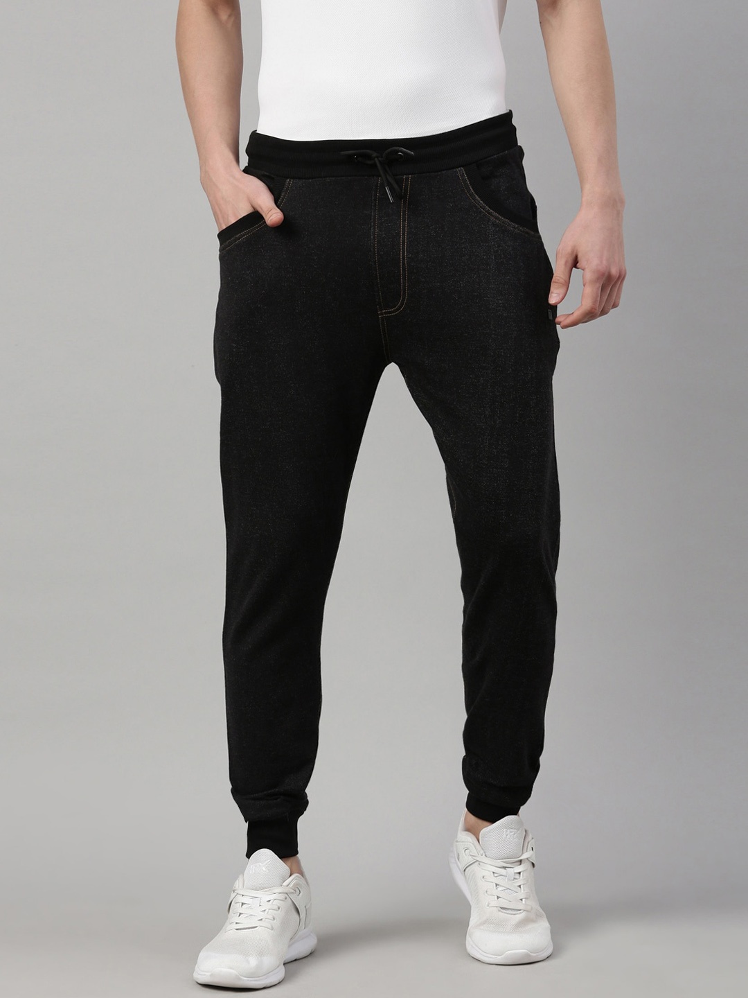 

Proline Men Cotton Mid-Rise Joggers, Black
