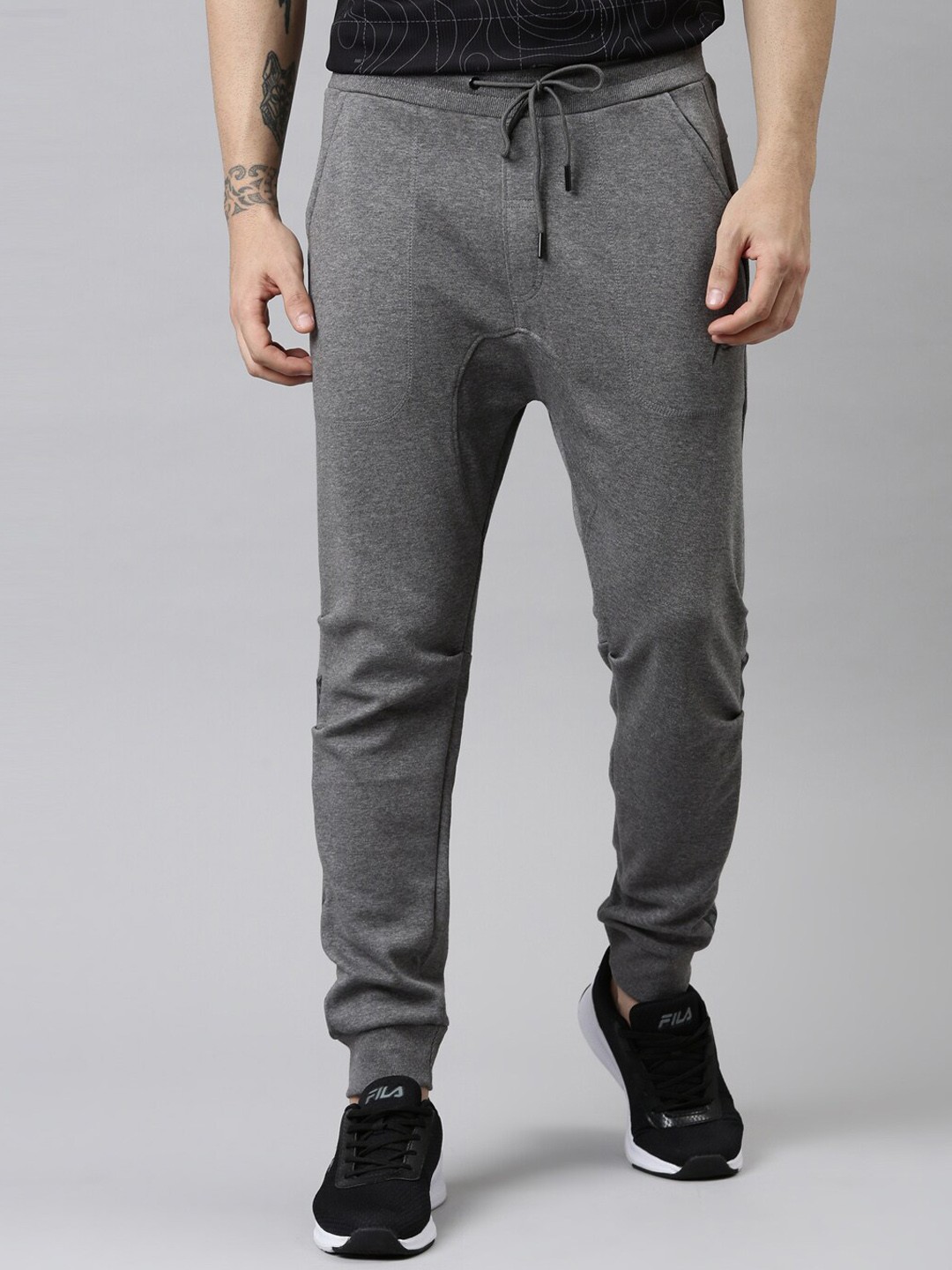 

Proline Men Cotton Mid-Rise Joggers, Grey