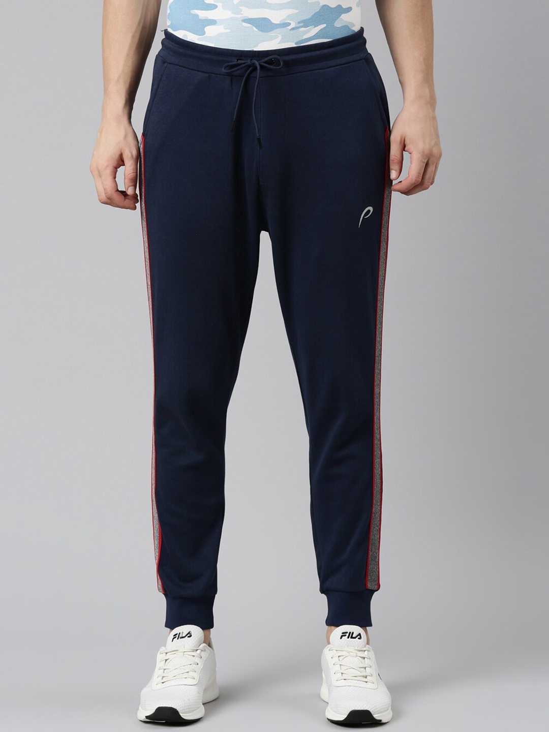 

Proline Men Side Panel Detail Cotton Mid-Rise Joggers, Blue
