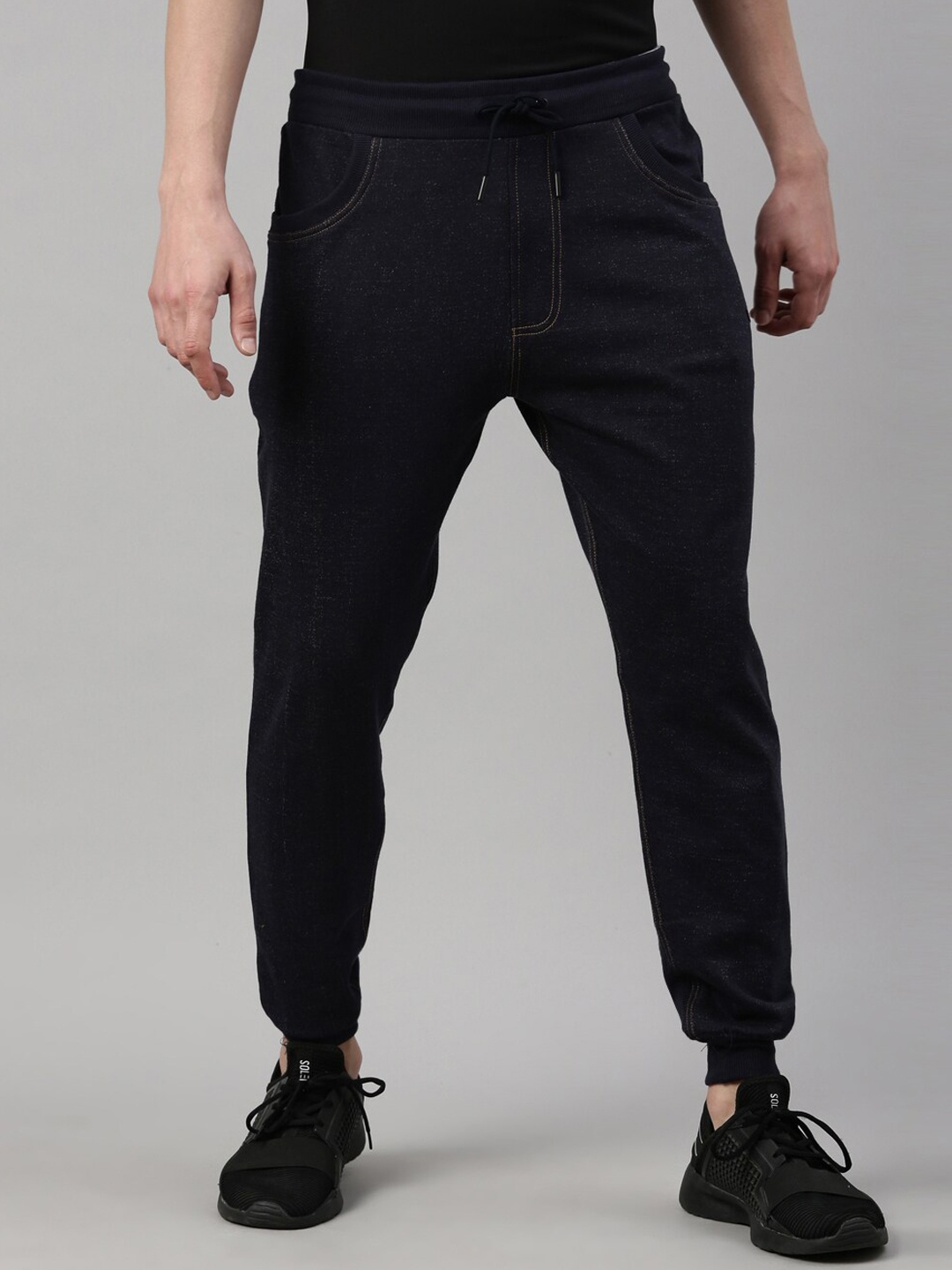

Proline Men Cotton Mid-Rise Joggers, Navy blue