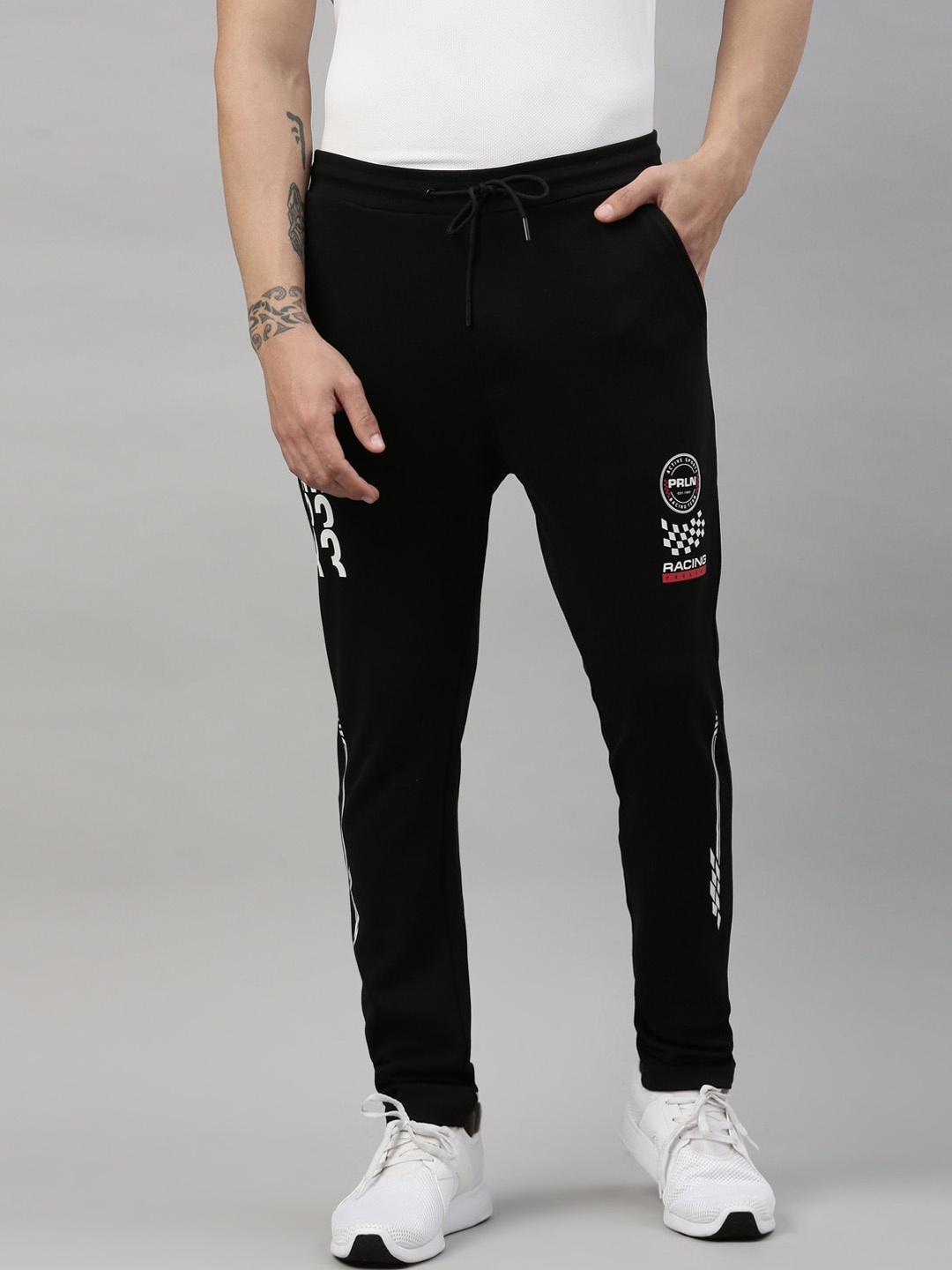 

Proline Men Printed Cotton Mid-Rise Track Pant, Black