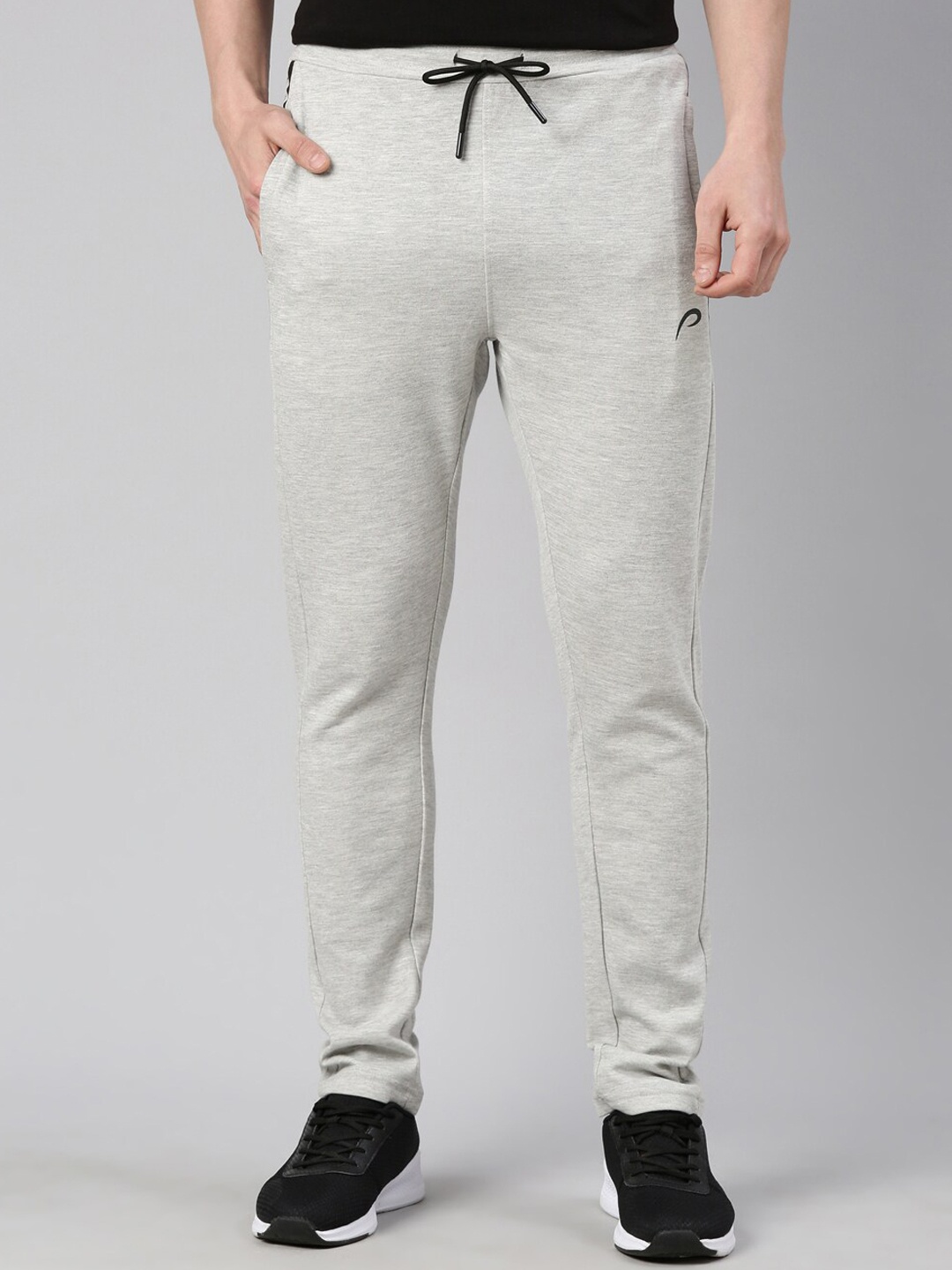 

Proline Men Cotton Mid-Rise Track Pants, Grey melange