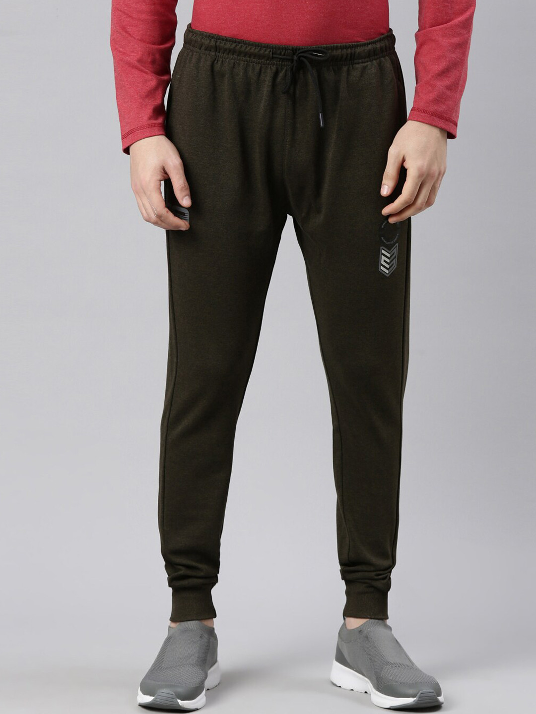 

Proline Men Cotton Mid-Rise Joggers, Olive